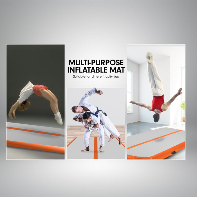 5m x 1m x 20cm Air Track Inflatable Tumbling Mat Gymnastics - Orange Image 8