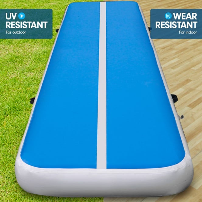 Air Track Powertrain 3m x 1m Inflatable Tumbling Gymnastics Mat - Blue White Image 6