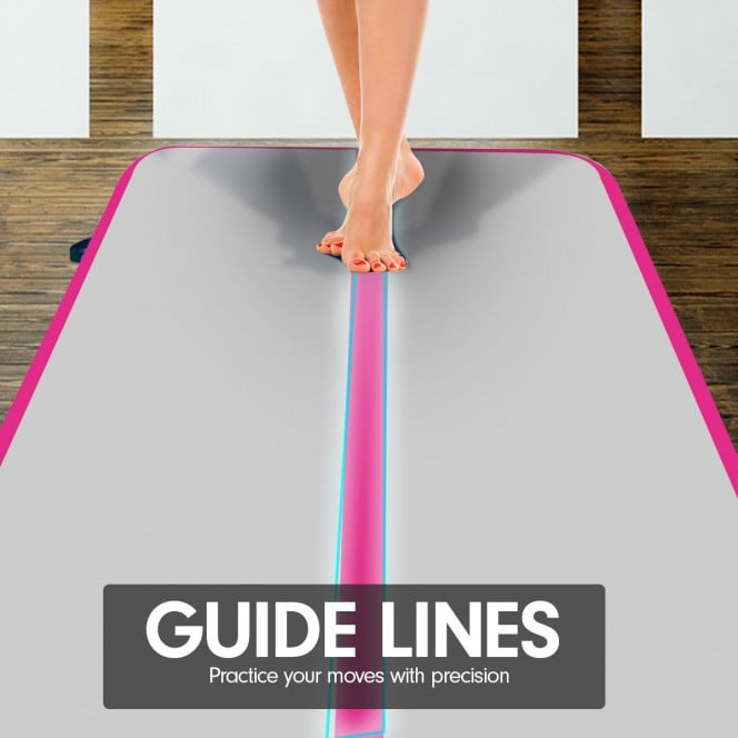 Air Track Powertrain 4m x 2m Gymnastics Mat Tumbling Exercise - Grey Pink Image 3