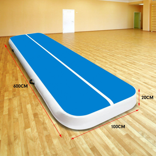 Air Track Powertrain 6m x 1m Inflatable Tumbling Gymnastics Mat - Blue White Image 7
