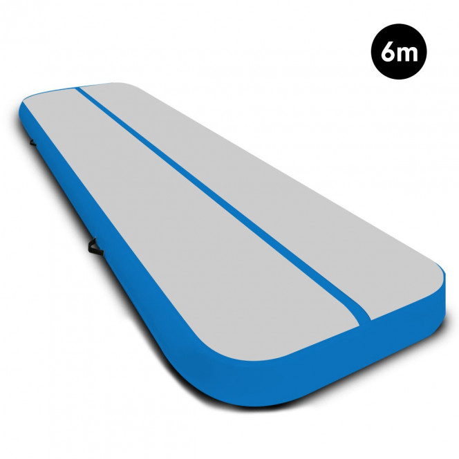 Air Track Powertrain 6m x 2m Gymnastics Mat Tumbling Exercise - Grey Blue