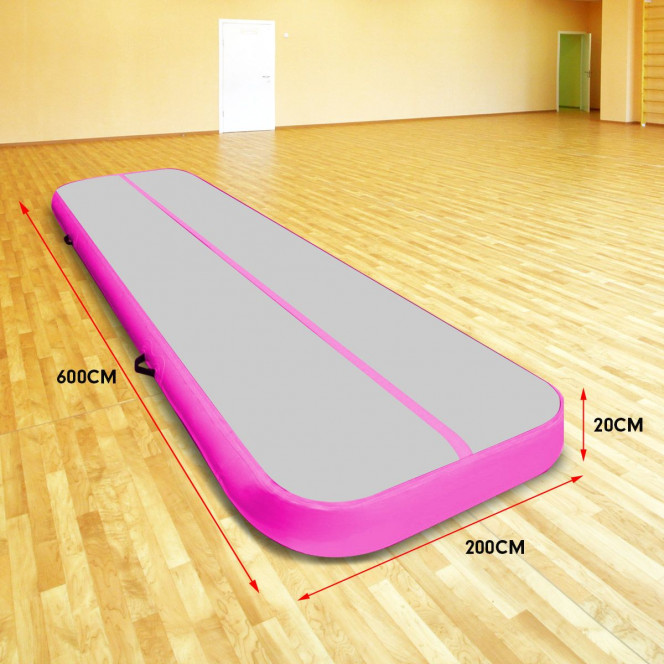 Air Track Powertrain 6m x 2m Gymnastics Mat Tumbling Exercise - Grey Pink Image 7