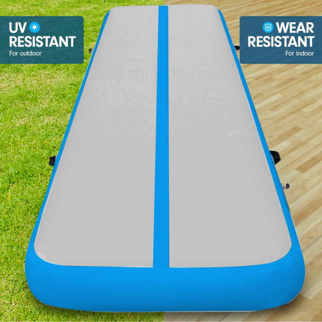 Air Track Powertrain 8m x 1m Inflatable Gymnastics Mat Tumbling - Grey Blue Image 6