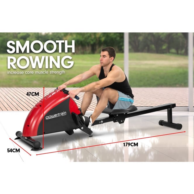 Powertrain Foldable Rowing Machine Magnetic Resistance RW-H02 - Red Image 6