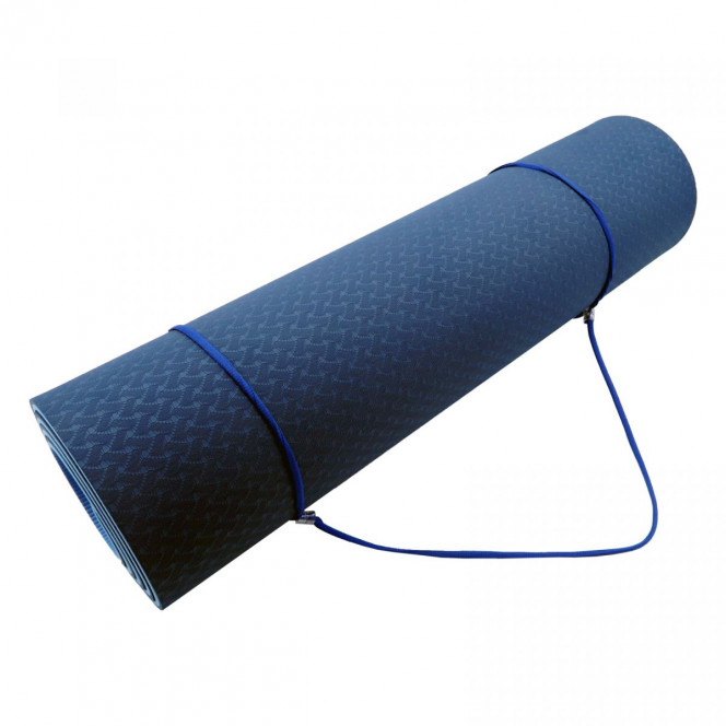 Powertrain Eco-Friendly TPE Pilates Exercise Yoga Mat 8mm - Dark Blue Image 5