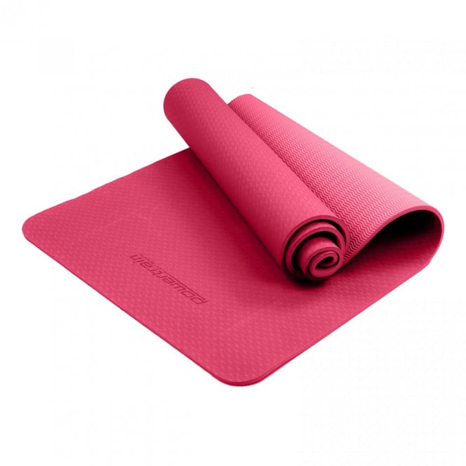 Powertrain Eco-Friendly TPE Yoga Pilates Exercise Mat 6mm - Rose Pink Image 4
