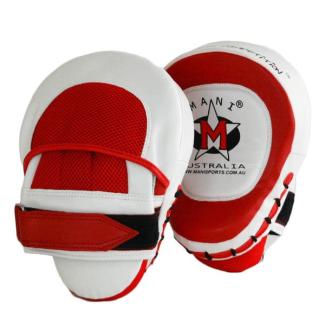 Leather Punch Hit Focus Curved Training Boxing Red/White Pad