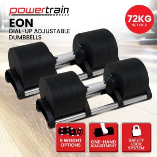 2 x 36KG Powertrain Eon Dial-Up Adjustable Dumbbell
