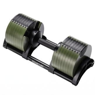 Powertrain Eon 45kg Adjustable Dumbbell Fast Dial Selector 5-45kg Home Gym Strength Training Free Weight - Green