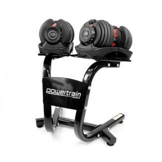2x 24kg Powertrain Adjustable Dumbbells with Stand