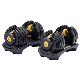 2x 24kg Powertrain Home Gym Adjustable Dumbbells - Gold