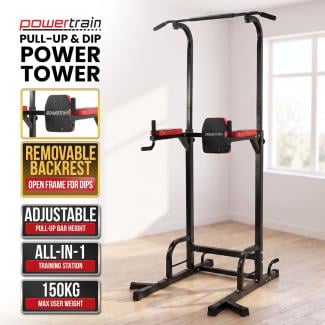 Powertrain J06 Multi-Function Power Tower Pull Up Chin Up Dip Station Heavy Duty Home Gym Strength Training Equipment