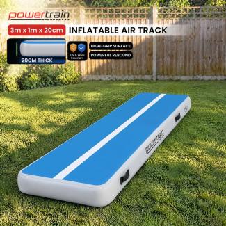 Air Track Powertrain 3m x 1m Inflatable Tumbling Gymnastics Mat - Blue White