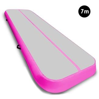 Air Track Powertrain 7m x 1m Inflatable Gymnastics Mat Tumbling - Grey Pink
