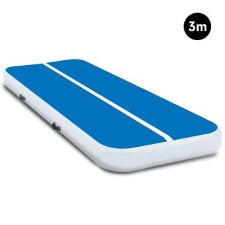 Air Track Powertrain 3m x 1m Inflatable Tumbling Gymnastics Mat - Blue White