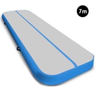 Air Track Powertrain 7m x 1m Inflatable Gymnastics Mat Tumbling - Grey Blue