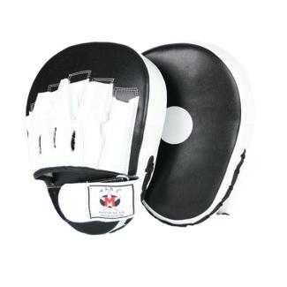 Leather Punch Hit Focus Curved Training Boxing Black/White Pads