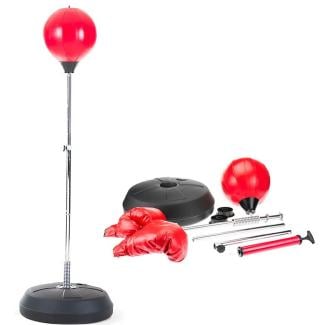 Kids Freestanding Punching Bag & Ball Set with Boxing Gloves Pump Adjustable Height 120-146cm Speed Training Bag