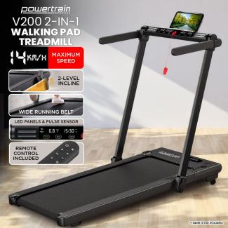 Powertrain V200 3.0HP 2-in-1 Foldable Electric Walking Pad 14kph Under Desk Running Machine Home Gym