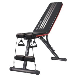 Powertrain Adjustable Incline Decline Exercise Bench with Resistance Bands