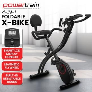 Powertrain 135E 4-in-1 Foldable X-Bike with LCD Display and Resistance Bands
