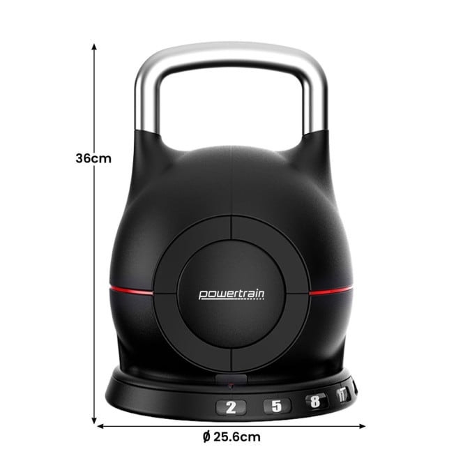 Powertrain Adjustable Kettlebell 20kg 7 in 1 Weight Selection Set w/Quick One Hand Adjustment Secure Locking System Image 3