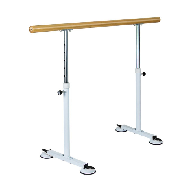 Powertrain 150cm Freestanding Ballet Barre Portable Adjustable Height Dance Bar Pine Wood Pole Home Studio Image 9