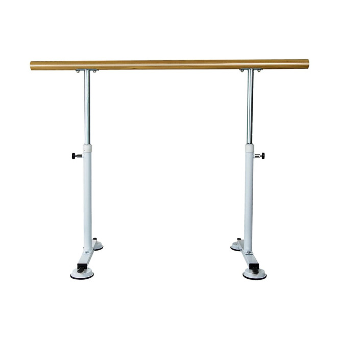 Powertrain 150cm Freestanding Ballet Barre Portable Adjustable Height Dance Bar Pine Wood Pole Home Studio Image 8