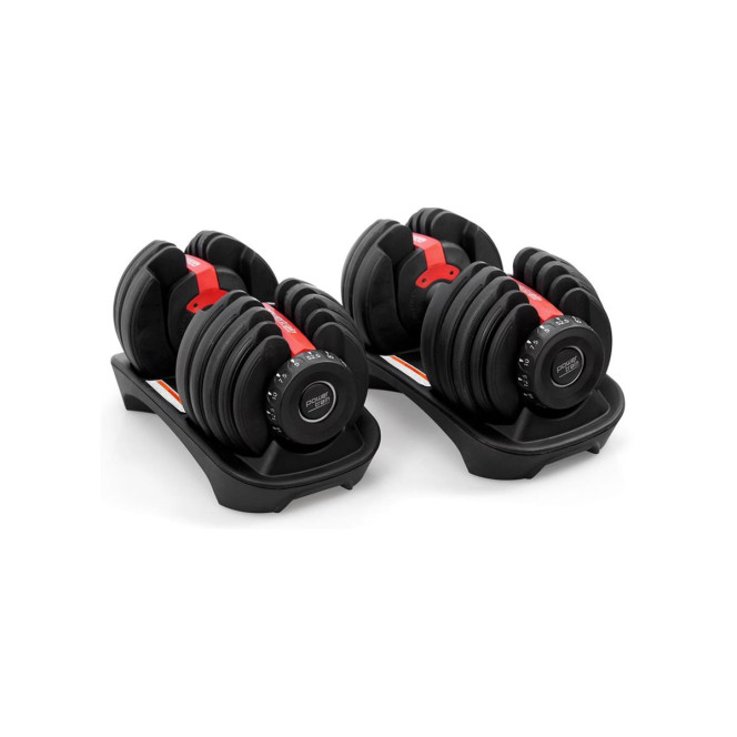 Powertrain 48KG Adjustable Dumbbell Set - Red with Height-Variable Bench Image 4