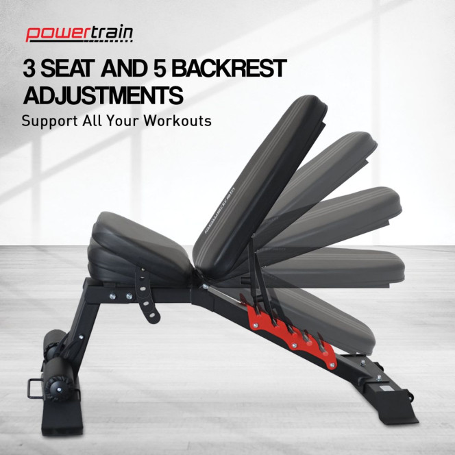 Powertrain 48KG Adjustable Dumbbell Set (Red) & Stand with Flat Incline Decline Bench Image 14