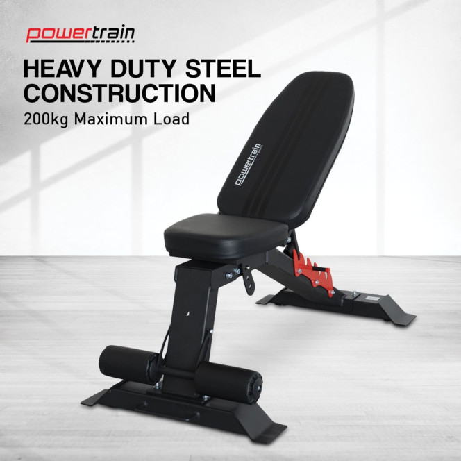 Powertrain 48KG Adjustable Dumbbell Set (Red) & Stand with Flat Incline Decline Bench Image 15