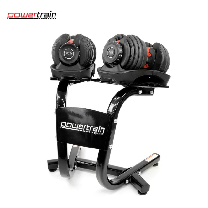 Powertrain 48KG Adjustable Dumbbell Set (Red) & Stand with Flat Incline Decline Bench Image 6