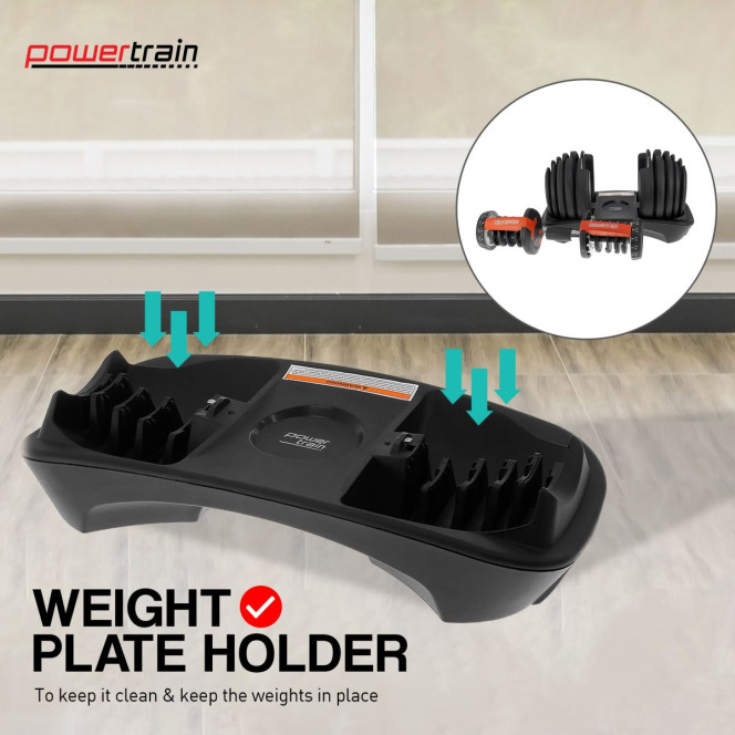 Powertrain 48KG Adjustable Dumbbell Set (Red) & Stand with Flat Incline Decline Bench Image 10
