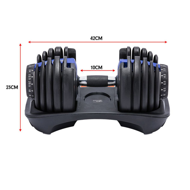Powertrain 48KG Adjustable Dumbbell Set (Blue) with Flat Bench Image 8