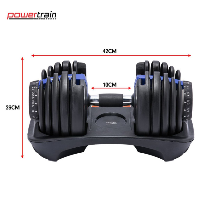 Powertrain 48KG Adjustable Dumbbell Set - Blue with Height-Variable Bench Image 5