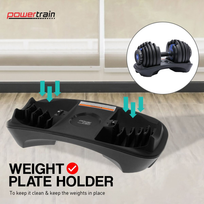 Powertrain 48KG Adjustable Dumbbell Set - Blue with Height-Variable Bench Image 9