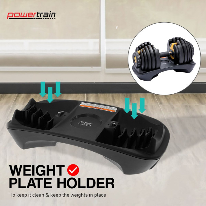 Powertrain 48KG Adjustable Dumbbell Set - Gold with Height-Variable Bench Image 9