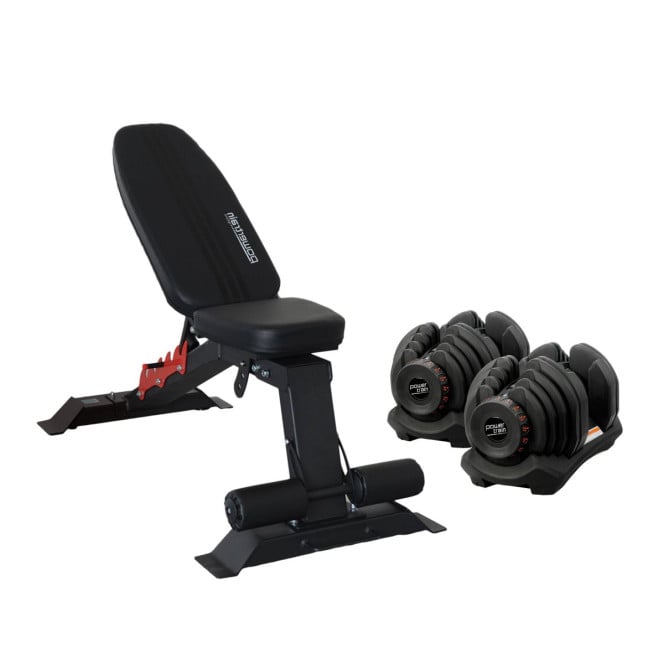 Powertrain 80KG Adjustable Dumbbell Set with Heavy-Duty FID Bench Image 2