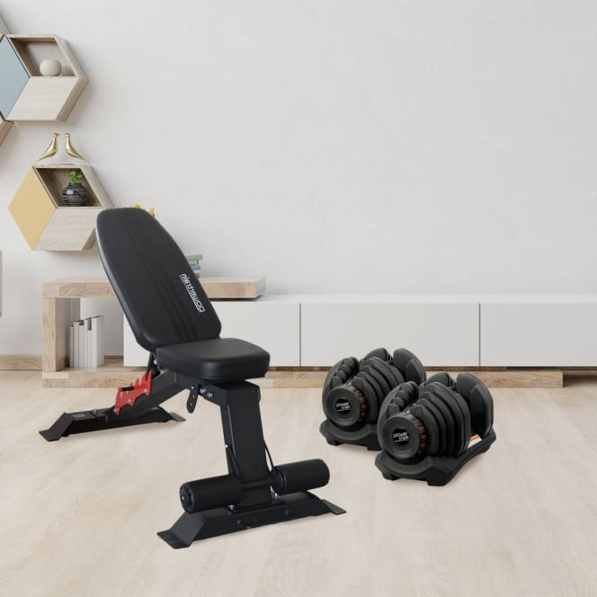 Powertrain 80KG Adjustable Dumbbell Set with Heavy-Duty FID Bench Image 6
