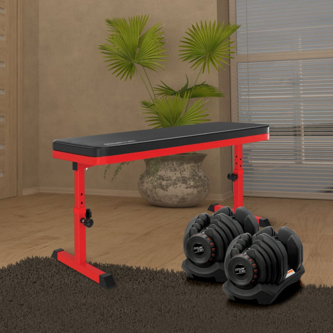 Powertrain 80KG Adjustable Dumbbell Set with Height-Variable Bench Image 3