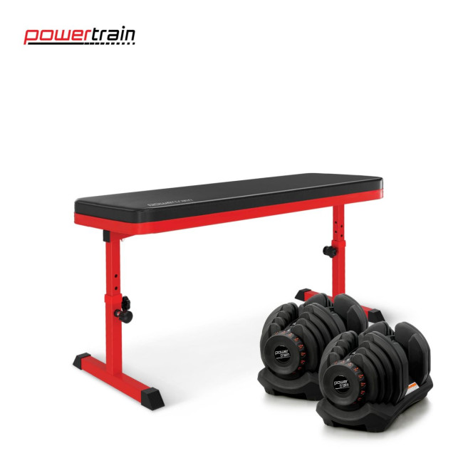 Powertrain 80KG Adjustable Dumbbell Set with Height-Variable Bench Image 2