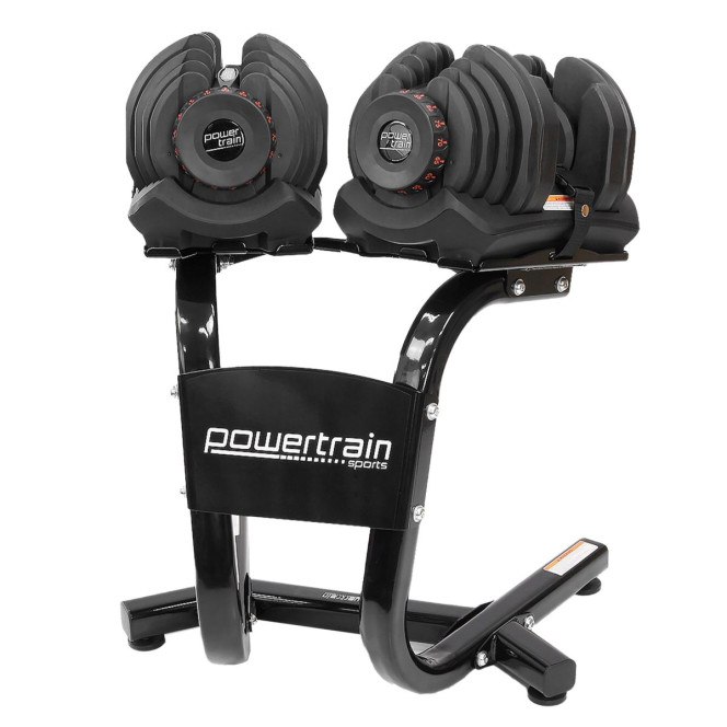Powertrain 80KG Adjustable Dumbbell Set & Stand with Flat Bench Image 4