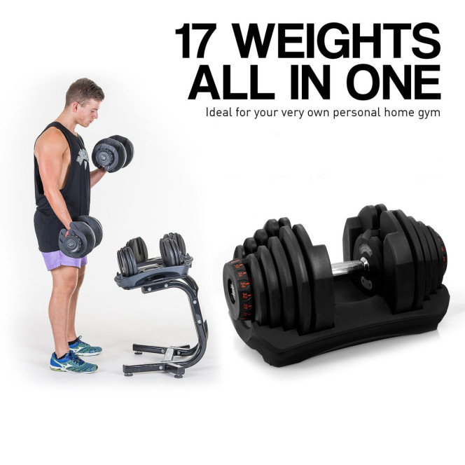 Powertrain 80KG Adjustable Dumbbell Set & Stand with Flat Bench Image 8