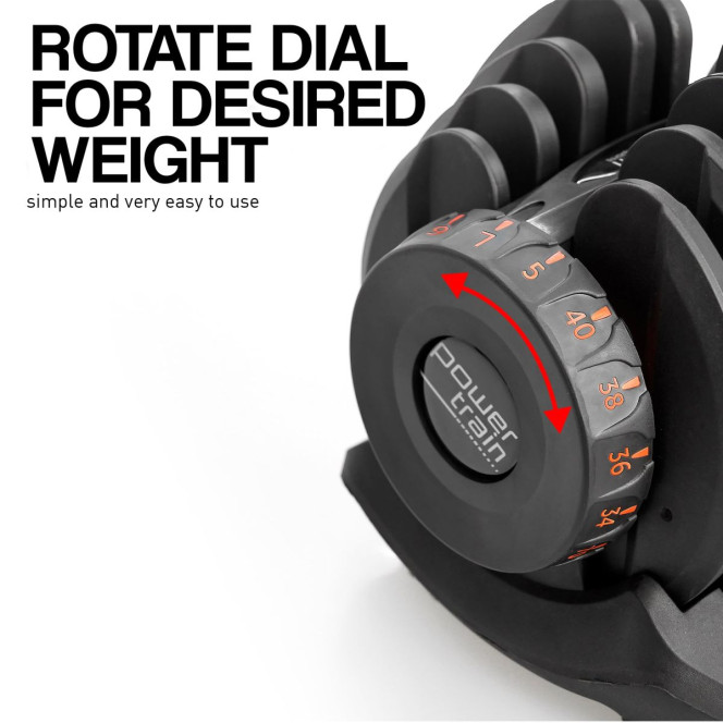 Powertrain 80KG Adjustable Dumbbell Set & Stand with Flat Bench Image 10
