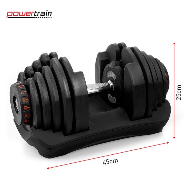Powertrain 80KG Adjustable Dumbbell Set & Stand with Heavy-Duty FID Bench Image 4
