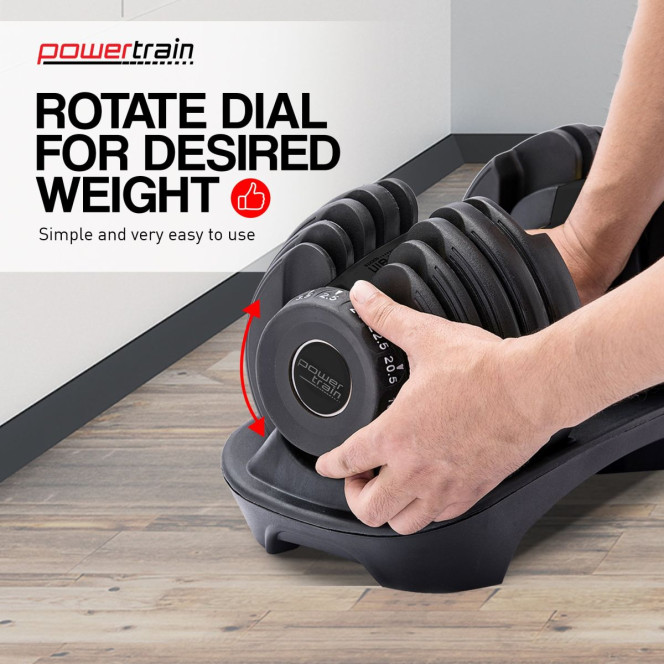 Powertrain 80KG Adjustable Dumbbell Set & Stand with Heavy-Duty FID Bench Image 7