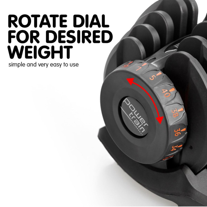 Powertrain 80KG Adjustable Dumbbell Set & Stand with Height-Variable Bench Image 10