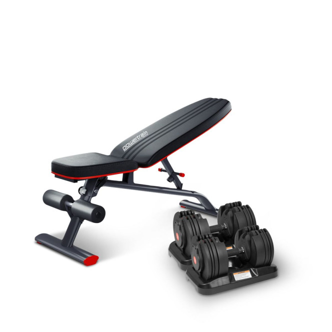 Powertrain GEN2 40KG Adjustable Dumbbell Set with FID Weight Bench Image 2