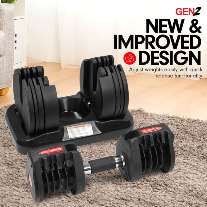 Powertrain GEN2 40KG Adjustable Dumbbell Set with Flat Bench Image 8