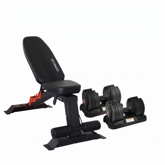 Powertrain GEN2 40KG Adjustable Dumbbell Set with Heavy-Duty FID Bench Image 2